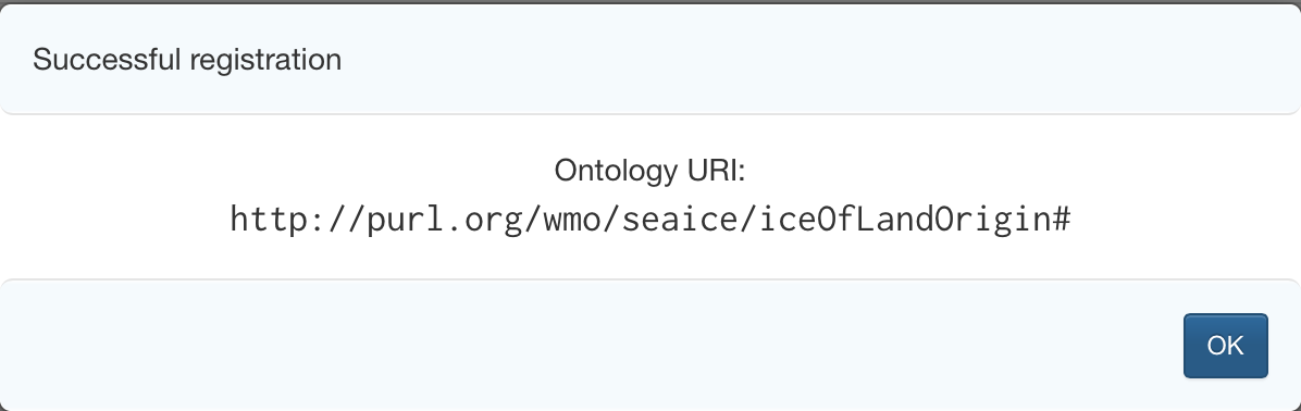 Ontology registration successful