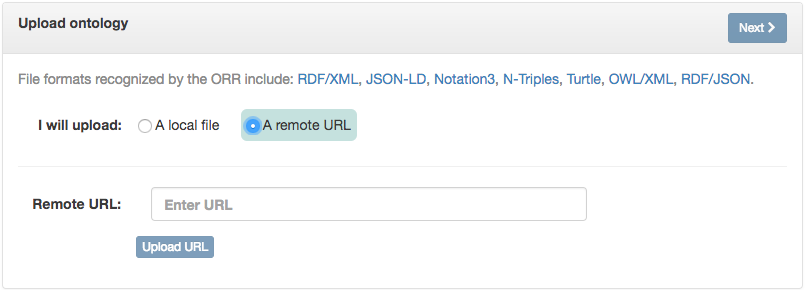 Ontology upload url dialog