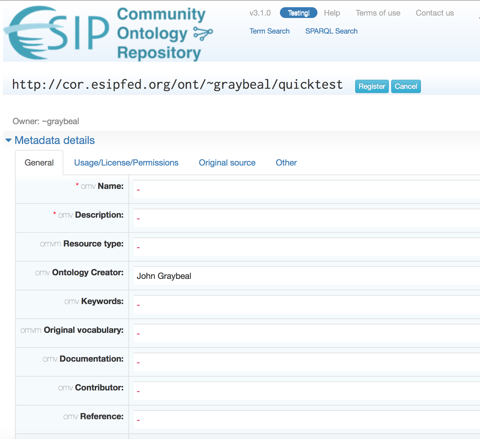 Vocabulary create metadata