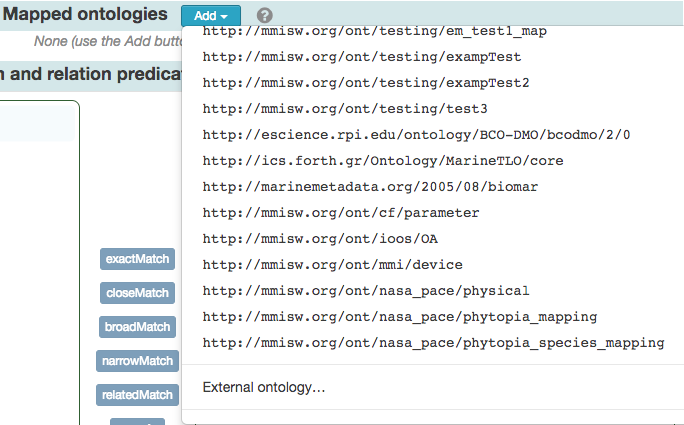 Mapping editor sections