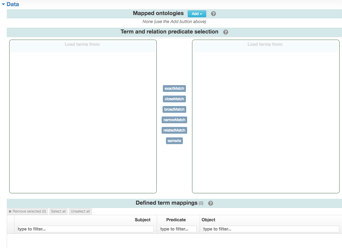 Mapping editor sections